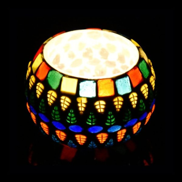 Mosaic Tealight Holder IHK9103 (Glass) (Pack of 2) | Save 33% - Rajasthan Living 8