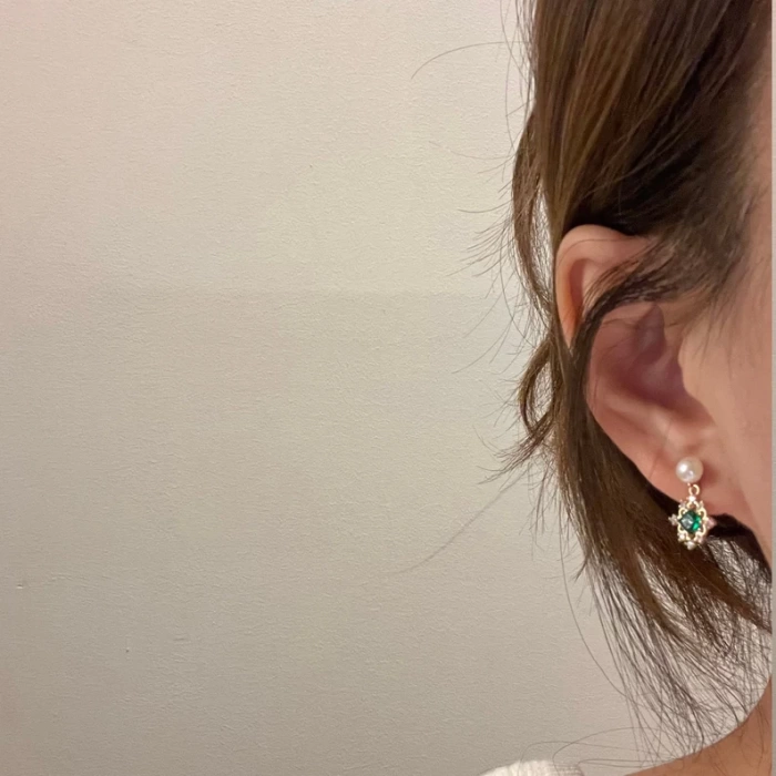 Natural Pearl Emerald Green Earrings, 14K Gold Emerald Earrings, Emerald Dangle Drop Earrings, 2 Way DIY Earrings, Handmade Delicate Gift | Save 33% - Rajasthan Living 7