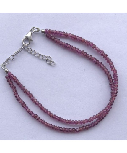 Natural Rhodolite Garnet Faceted Rondelle Beads Bracelet with Silver Clasp | Save 33% - Rajasthan Living