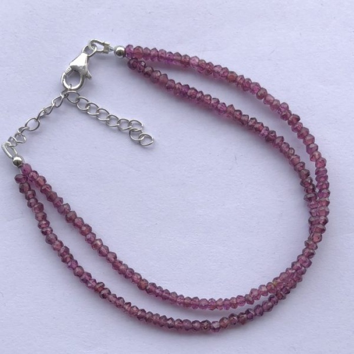 Natural Rhodolite Garnet Faceted Rondelle Beads Bracelet with Silver Clasp | Save 33% - Rajasthan Living 6