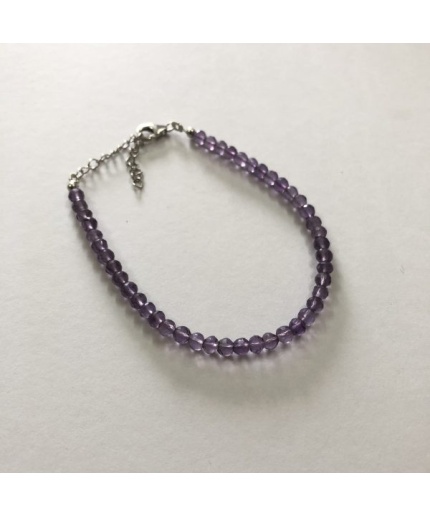 Natural Amethyst Faceted Round Beads Bracelet with Clasp 4-4.5mm | Save 33% - Rajasthan Living