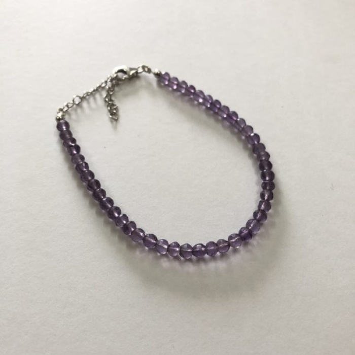 Natural Amethyst Faceted Round Beads Bracelet with Clasp 4-4.5mm | Save 33% - Rajasthan Living 5