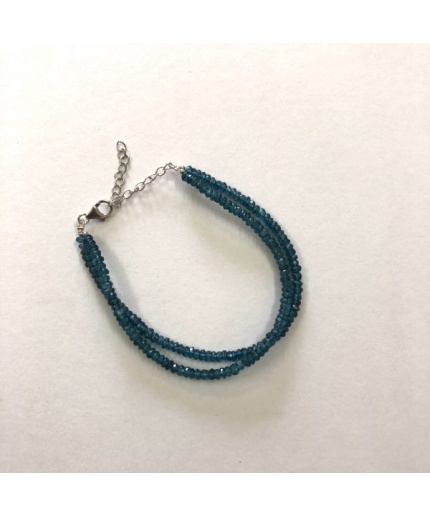 4mm London Blue Topaz Faceted Rondelle Beads Bracelet with Silver Clasp | Save 33% - Rajasthan Living