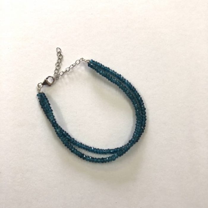 4mm London Blue Topaz Faceted Rondelle Beads Bracelet with Silver Clasp | Save 33% - Rajasthan Living 6