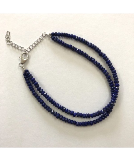 Natural Lapis Lazuli Faceted Rondelle Beads Bracelet with Silver Clasp | Save 33% - Rajasthan Living 5