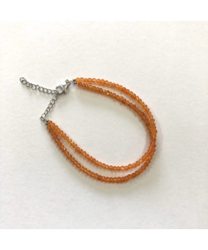 Natural Carnelian Faceted Rondelle Beads Bracelet with Silver Clasp | Save 33% - Rajasthan Living