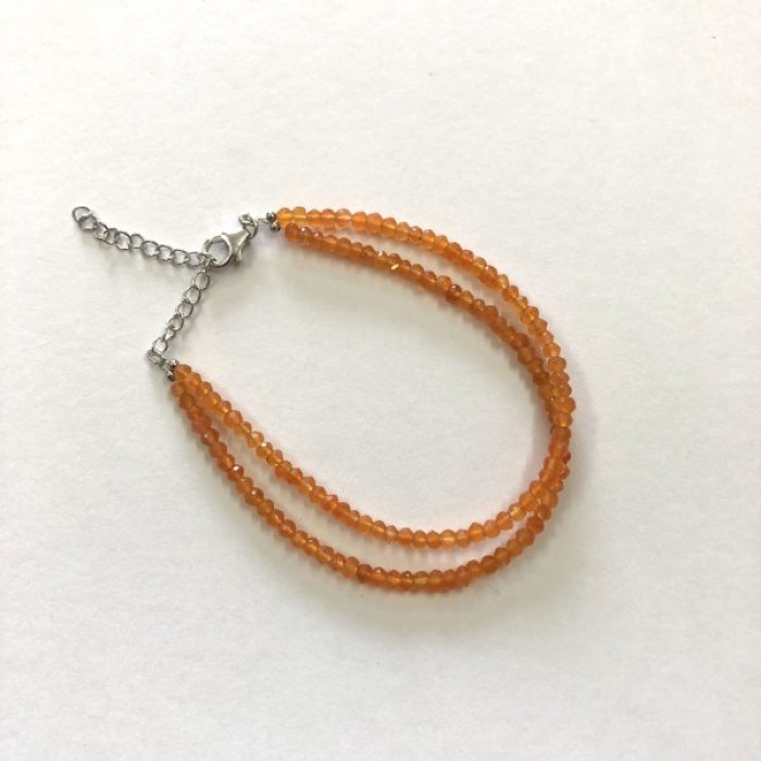 Natural Carnelian Faceted Rondelle Beads Bracelet with Silver Clasp | Save 33% - Rajasthan Living 6