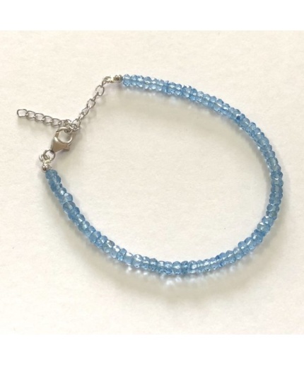 1 Strand Sky Blue Topaz Faceted Rondelle Beads Bracelet with Silver Clasp | Save 33% - Rajasthan Living