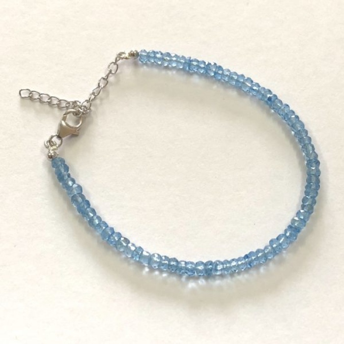 1 Strand Sky Blue Topaz Faceted Rondelle Beads Bracelet with Silver Clasp | Save 33% - Rajasthan Living 6