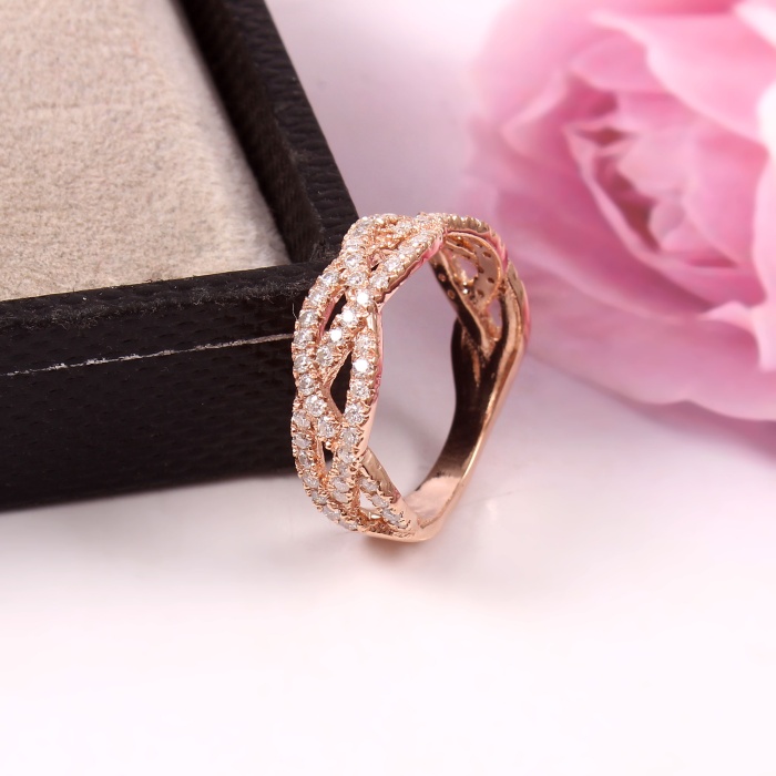 Rose Gold Statement Cross Engagement Band Studded With Natural Moissanite For Women | Save 33% - Rajasthan Living 7