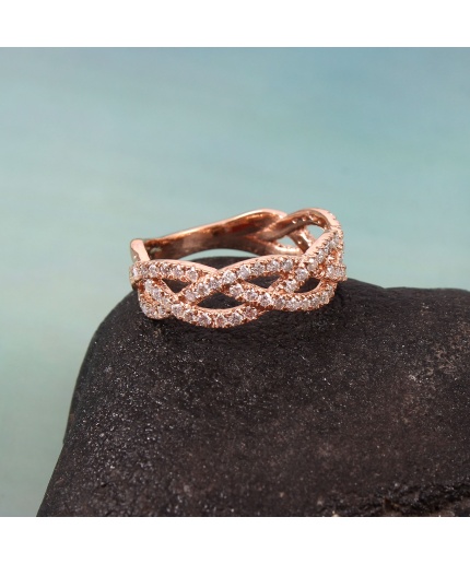 Rose Gold Statement Cross Engagement Band Studded With Natural Moissanite For Women | Save 33% - Rajasthan Living