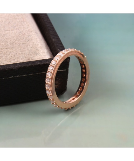 Rose Gold Statement Engagement Band Studded With Natural Moissanite For Women | Save 33% - Rajasthan Living