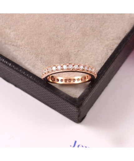 Rose Gold Statement Engagement Band Studded With Natural Moissanite For Women | Save 33% - Rajasthan Living 3