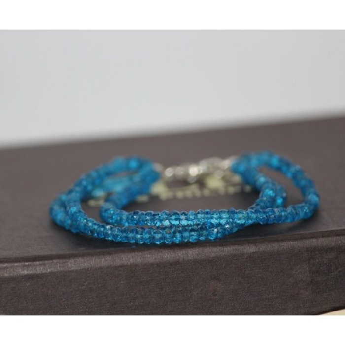 Swiss Blue Topaz Faceted Rondelle Beads 3 Strand Bracelet | Save 33% - Rajasthan Living 6