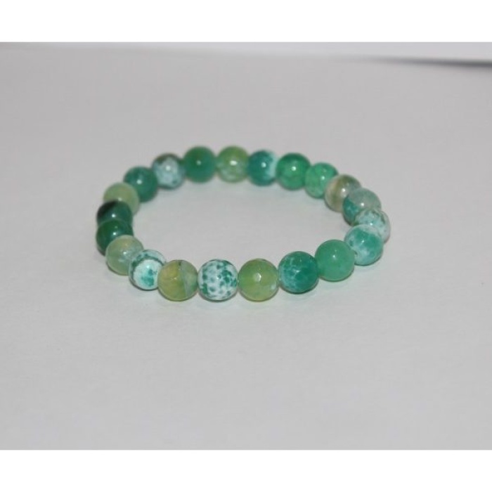 8mm Natural Green Agate Faceted Round Beads Bracelet | Save 33% - Rajasthan Living 6