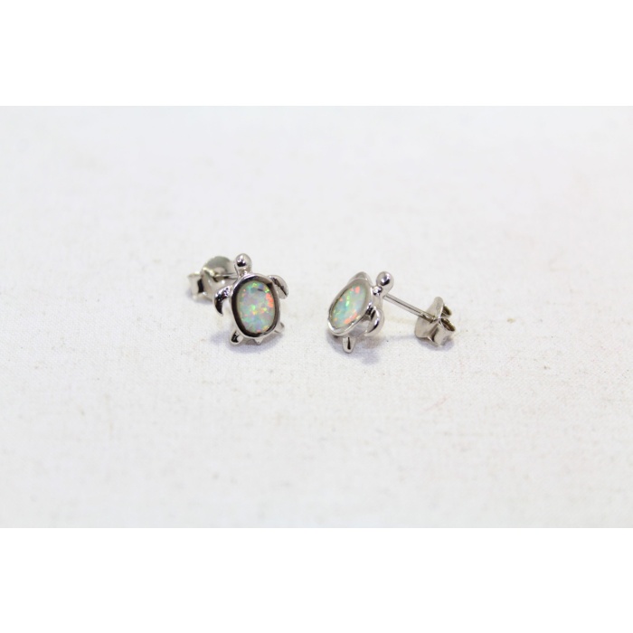 Rajasthan Gems Turtle Stud Earrings 925 Sterling Silver Opal Stone Women Kids Handmade Gift C57 | Save 33% - Rajasthan Living 7