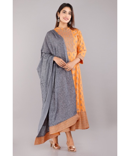 Anarkli Orange Kurta With Duppata Set | Save 33% - Rajasthan Living