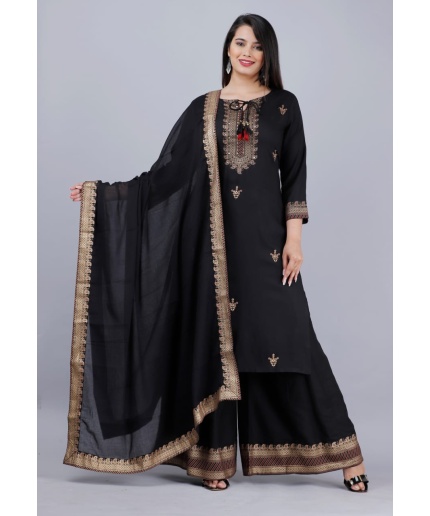 BLACK Kurta, Sharara & Dupatta Set | Save 33% - Rajasthan Living