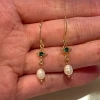 Green Emerald Earrings, Pearl Dangle Earrings, Dainty Emerald Lace Earrings, Drop Earrings, Green Gemstone Earrings, Handmade Delicate Gift | Save 33% - Rajasthan Living 12