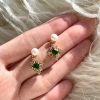 Natural Pearl Emerald Green Earrings, 14K Gold Emerald Earrings, Emerald Dangle Drop Earrings, 2 Way DIY Earrings, Handmade Delicate Gift | Save 33% - Rajasthan Living 14