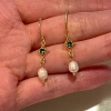 Green Emerald Earrings, Pearl Dangle Earrings, Dainty Emerald Lace Earrings, Drop Earrings, Green Gemstone Earrings, Handmade Delicate Gift | Save 33% - Rajasthan Living 9