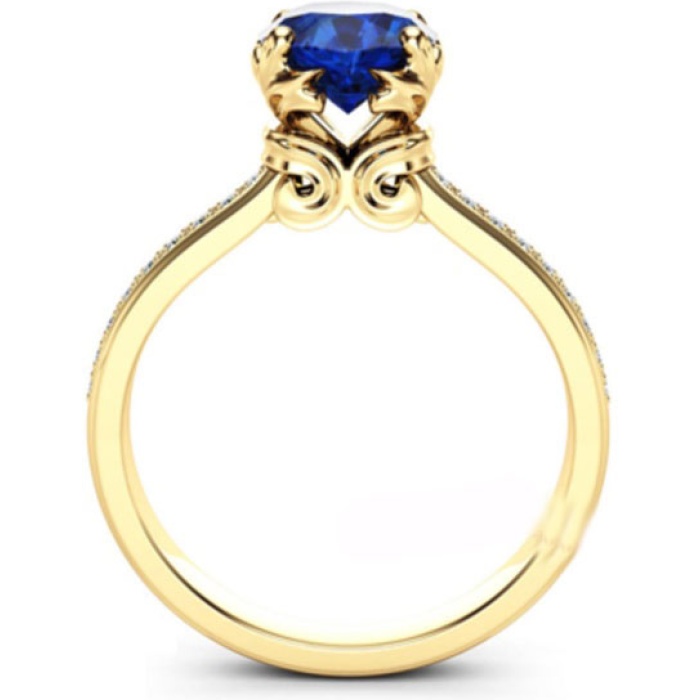 3.40 Ct Natural Certified Blue Sapphire Round Cut Engagement Twist Ring 14K Yellow Gold Blue Gemstone Ring Wedding Engagement Ring | Save 33% - Rajasthan Living 6