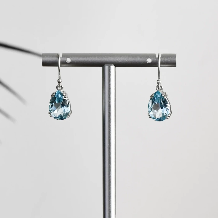 Blue Topaz Earrings, Drop Blue Topaz Earrings, Natural Gemstone, Sterling Silver, December Birthstone, Statement Earrings, Gift | Save 33% - Rajasthan Living 5