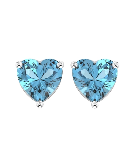 Blue Topaz Earrings, Blue Gemstone Earrings, December Birthstone Earrings, Prong Earring, Vintage Earring, Heart Shape Earring, Gift For Her | Save 33% - Rajasthan Living