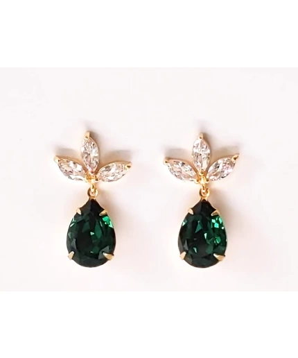 Emerald Crystal Post Earrings Emerald Green Earrings Bridesmaid Jewelry Gifts Crystal Post Earrings Emerald Drop Earrings Prom Earrings | Save 33% - Rajasthan Living