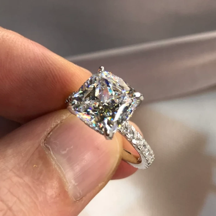 5 Carat Cushion Created Diamond 925 Sterling Silver Engagement Wedding Ring – Diamond Ring | Save 33% - Rajasthan Living 5