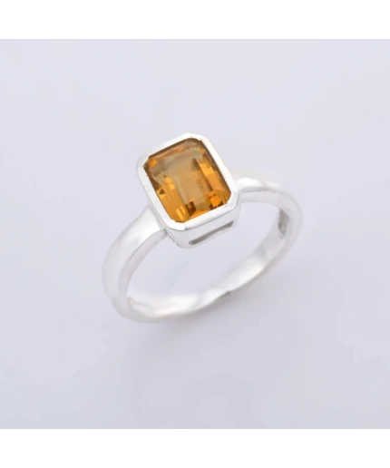 Citrine Statement Ring | 925 Sterling Silver | Bezel Setting | Gemstone Ring | Birthstone Ring | Solitaire Ring | Valentine Gift | Save 33% - Rajasthan Living