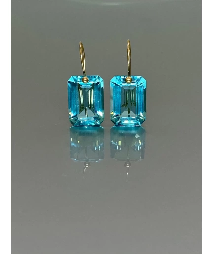 14K Gold Blue Topaz Earrings(32cts), Topaz Drop Earring, Sky Blue Earring, December Birthstone earring, Topaz Jewelry | Save 33% - Rajasthan Living