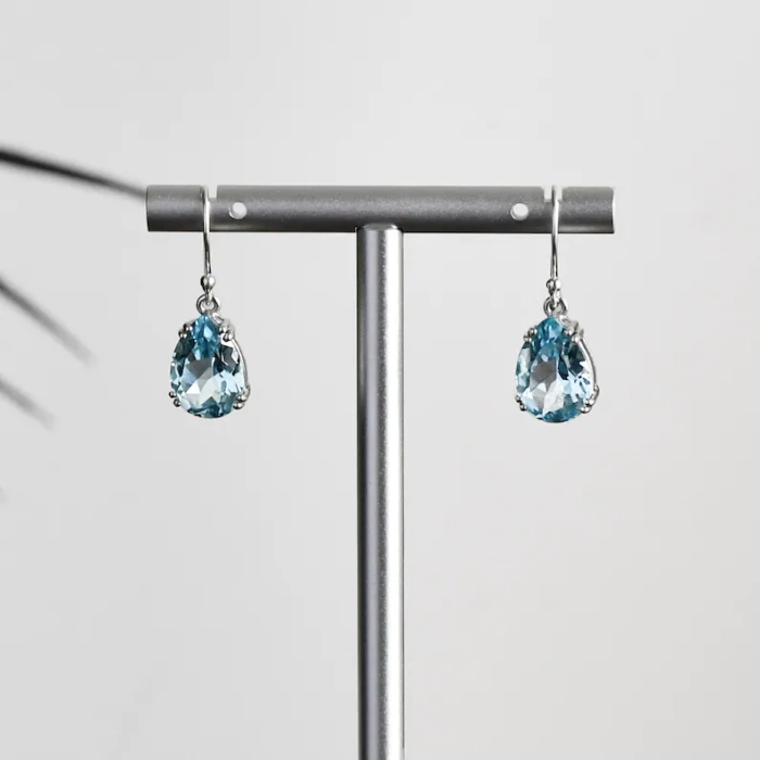 Blue Topaz Earrings, Drop Blue Topaz Earrings, Natural Gemstone, Sterling Silver, December Birthstone, Statement Earrings, Gift | Save 33% - Rajasthan Living 7