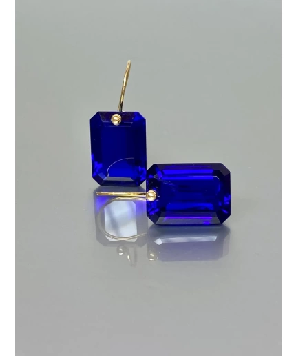 14K Gold Blue Sapphire Earrings (32 ct), Sapphire Dangle Earrings, September birthstone, Sapphire Jewellery Gift For Her | Save 33% - Rajasthan Living 3