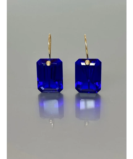 14K Gold Blue Sapphire Earrings (32 ct), Sapphire Dangle Earrings, September birthstone, Sapphire Jewellery Gift For Her | Save 33% - Rajasthan Living