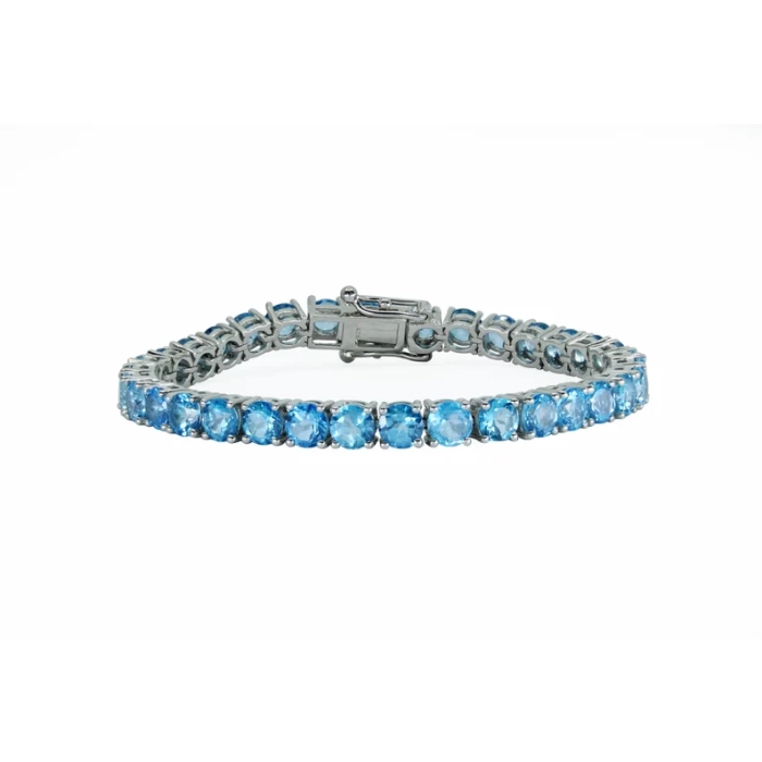 Silver Women’s Tennis Bracelet, Natural Sky Blue Topaz Bracelet With GB Lock, Gift For Wife, Women’s Jewelry, Handmade Bracelet For Sister | Save 33% - Rajasthan Living 8