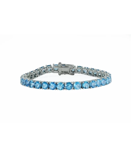 Silver Women’s Tennis Bracelet, Natural Sky Blue Topaz Bracelet With GB Lock, Gift For Wife, Women’s Jewelry, Handmade Bracelet For Sister | Save 33% - Rajasthan Living