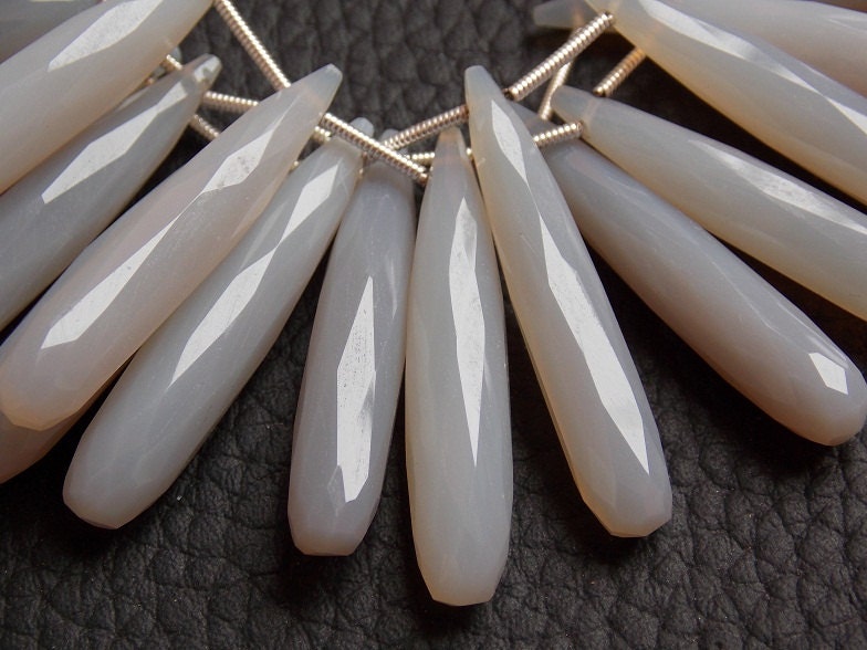 35MM Long Pair,Gray Chalcedony Faceted Elongated Drops,Teardrop,Handmade,Loose Stone,Wholesale Price,New Arrival (pme)CY1 | Save 33% - Rajasthan Living 18