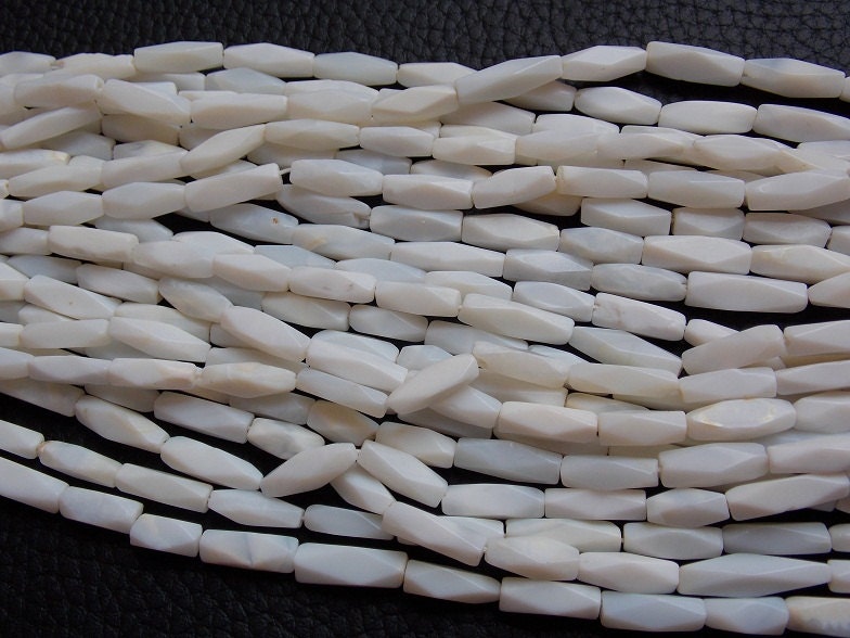 White Indian Opal Faceted Tubes,Cylinder,Drum Shape Beads,Handmade,Loose Stone,16Inch 15X4To10X4 MM Approx,Wholesaler,Supplies B8 | Save 33% - Rajasthan Living 16