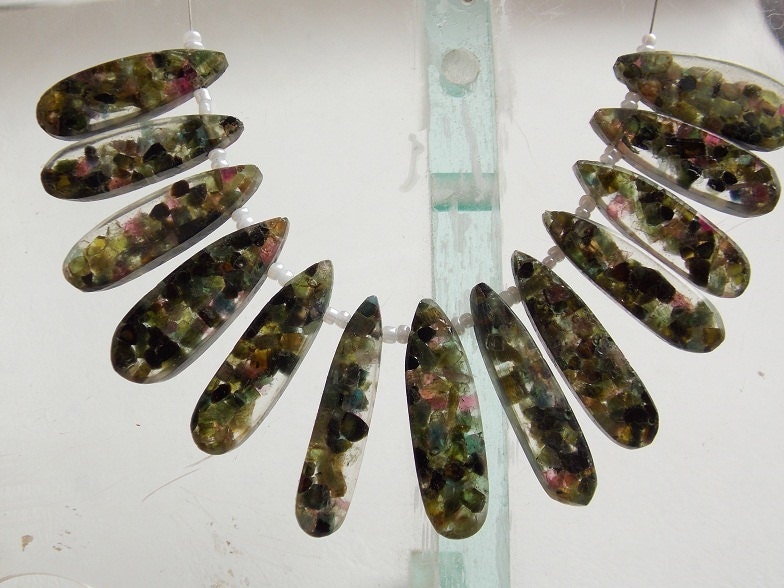Stabilized Tourmaline Smooth Long Teardrop,Drop,Multi Color,Earrings Jewelry,Handmade,Wholesaler 11Piece Strand 30X7To25X7MM Approx BR7 | Save 33% - Rajasthan Living 11