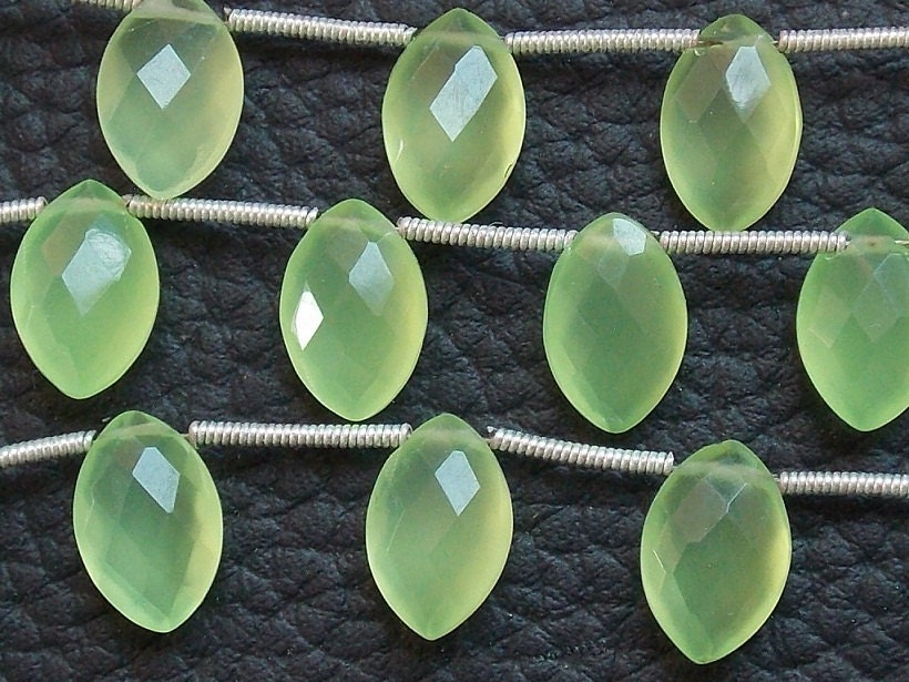 Prehnite Green Chalcedony Faceted Marquise,Drops,Teardrop,Earrings Pair,Loose Stone,Handmade Briolette 12X8MM Approx (pme)CY1 | Save 33% - Rajasthan Living 15