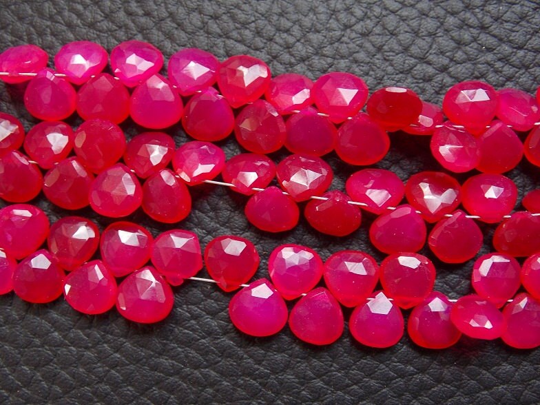 Hot Pink Chalcedony Faceted Hearts,Teardrop,Drop,Loose Stone,Handmade,For Making Jewelry,Wholesaler,Supplies,4Inch 8X8MM Approx,PME-CY1 | Save 33% - Rajasthan Living 15
