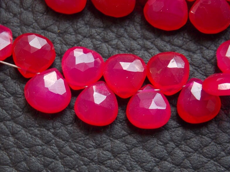 Hot Pink Chalcedony Faceted Hearts,Teardrop,Drop,Loose Stone,Handmade,For Making Jewelry,Wholesaler,Supplies,4Inch 8X8MM Approx,PME-CY1 | Save 33% - Rajasthan Living 14