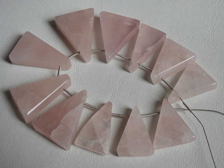 Rose Quartz Triangle,Pyramid,Tapered Baguette,Trillion Shape,Cabochon Briolette,Smooth,Wholesale Price,New Arrival,9Piece 100%Natural BR6 | Save 33% - Rajasthan Living 16