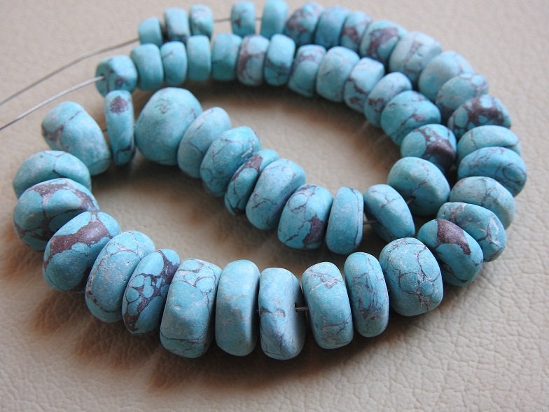 Turquoise Smooth Roundel Bead,Stabilized,Handmade,Loose Stone,Matte Polished 10Inch 12To5MM Approx Wholesale Price,New Arrival B2 | Save 33% - Rajasthan Living 13