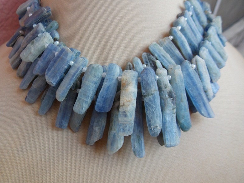 Blue Kyanite Natural Rough Sticks,Beads,Loose Raw Stone,Minerals Gemstone 8Inch Strand 27X6 To 10X5 MM Approx Wholesale Price New Arrival R6 | Save 33% - Rajasthan Living 13
