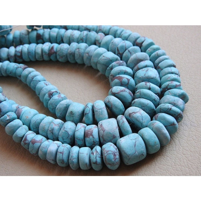 Turquoise Smooth Roundel Bead,Stabilized,Handmade,Loose Stone,Matte Polished 10Inch 12To5MM Approx Wholesale Price,New Arrival B2 | Save 33% - Rajasthan Living 7