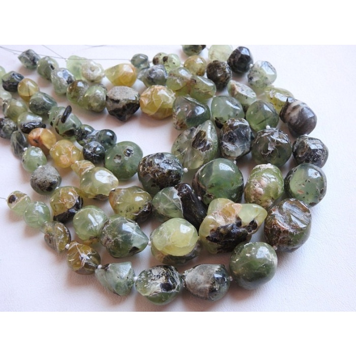 Prehnite Natural Rough Tumble,Nugget,Polished,Loose Stone,Gemstone Raw,For Jewelry Makers,10Inch Strand 20X18To10X8MM Approx R2 | Save 33% - Rajasthan Living 6