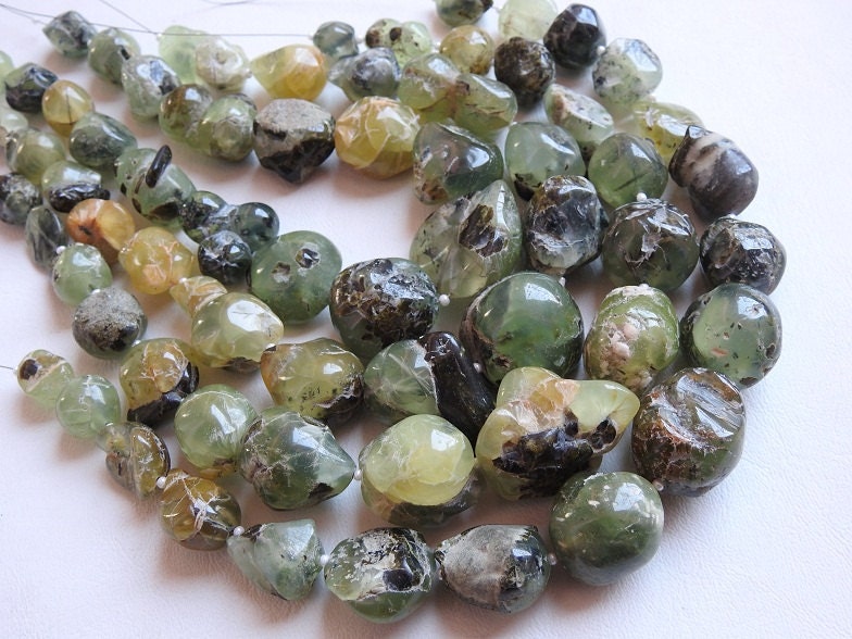 Prehnite Natural Rough Tumble,Nugget,Polished,Loose Stone,Gemstone Raw,For Jewelry Makers,10Inch Strand 20X18To10X8MM Approx R2 | Save 33% - Rajasthan Living 13