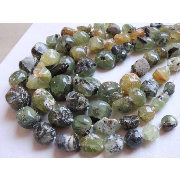Prehnite Natural Rough Tumble,Nugget,Polished,Loose Stone,Gemstone Raw,For Jewelry Makers,10Inch Strand 20X18To10X8MM Approx R2 | Save 33% - Rajasthan Living 9